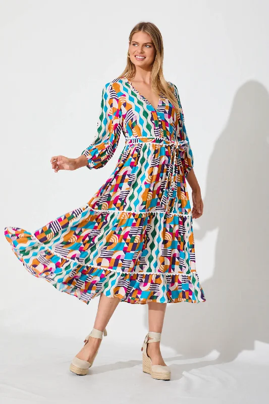 Today's Special Fialla Midi Dress In Multi Print