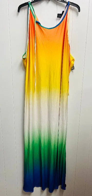 Quick Sale Green & Orange Dress Casual Midi Ashley Stewart, Size 3x