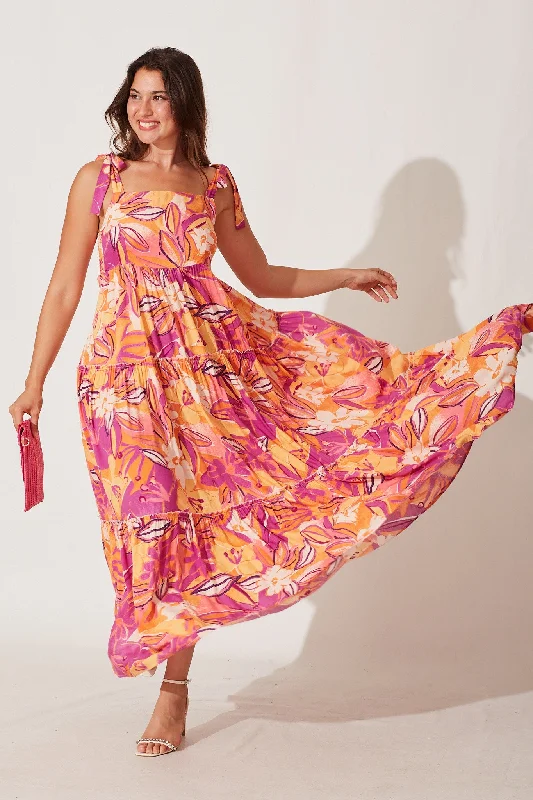 Low Prices Shreya Maxi Dress In Purple And Tangerine Floral