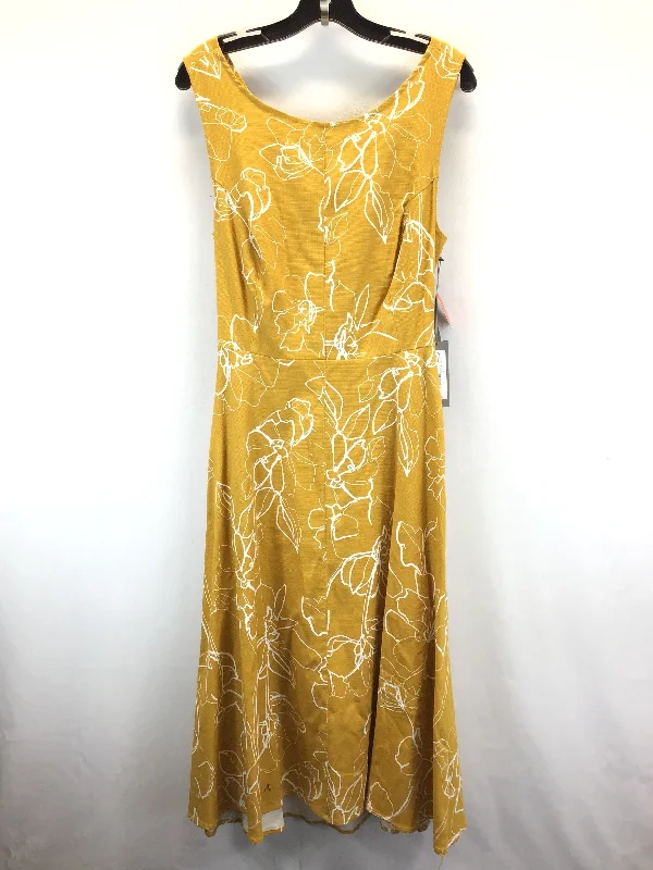 Limited Availability White & Yellow Dress Casual Midi Eva Mendes, Size 10