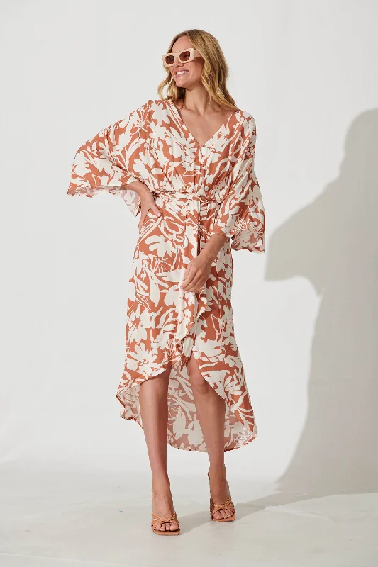 Discount Deals Francis Maxi Dress In Brown With Cream Floral Print