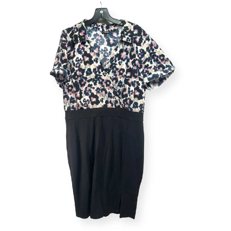 New Markdowns Black & Pink Dress Casual Midi Torrid, Size 1X