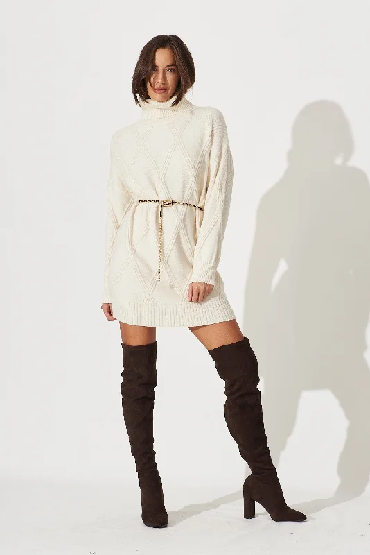 Price Smash Millow Knit Dress In Beige Wool Blend
