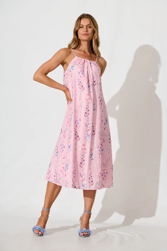 Fantastic Offers Sunetta Midi Sundress in Blush Floral Textured Broderie