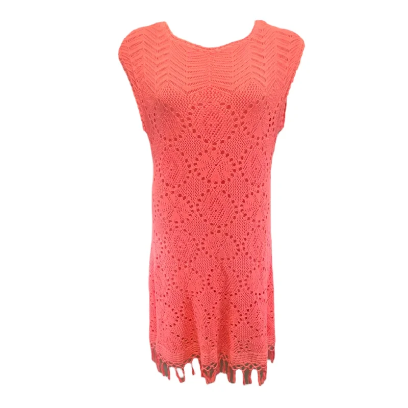 Can't Miss Adabelle Crochet Open Knit Fringe Dress in Yummy Melon Lilly Pulitzer, Size L