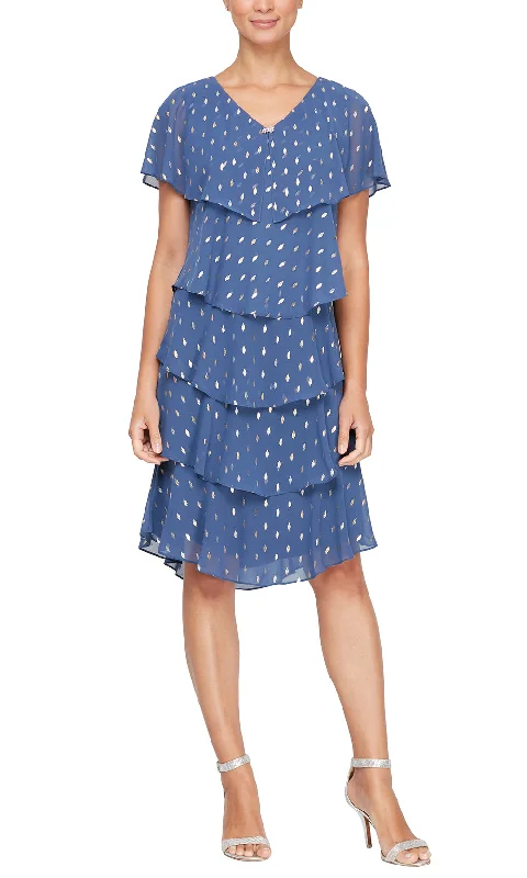 Fantastic Offers SLNY 9471507 - V-Neck Polka Dot Tiered Formal Dress