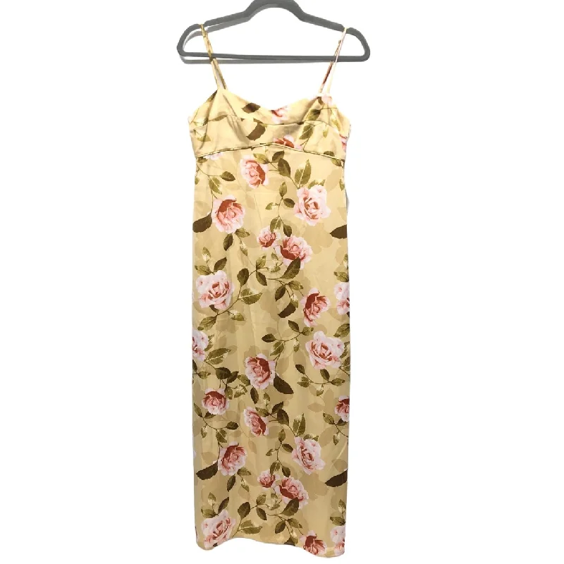Price Rollback Pink & Yellow Dress Casual Midi Wayf, Size S