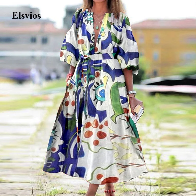 Markdowns Awakecrm Elsvios Women Print O-Neck Long Dress Vintage Lantern Half Sleeve Dress Autumn Casual Bandage Sashes Maxi Dress Vestidos Markdowns Awakecrm Elsvios Women Print O-Neck Long Dress Vintage Lantern Half Sleeve Dress Autumn Casual Bandage Sashes Maxi Dress Vestidos