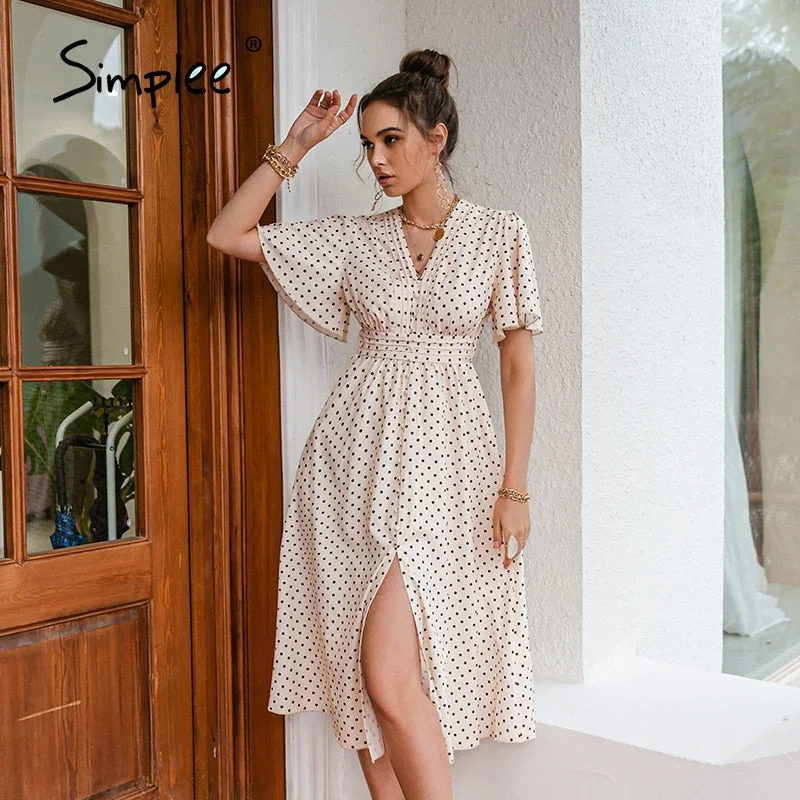 Amazing Deals Awakecrm Simplee Chic polka dot botton a-line dress women Bell sleeve high waist maxi dress elegant Office lady dresses spring summer Amazing Deals Awakecrm Simplee Chic polka dot botton a-line dress women Bell sleeve high waist maxi dress elegant Office lady dresses spring summer