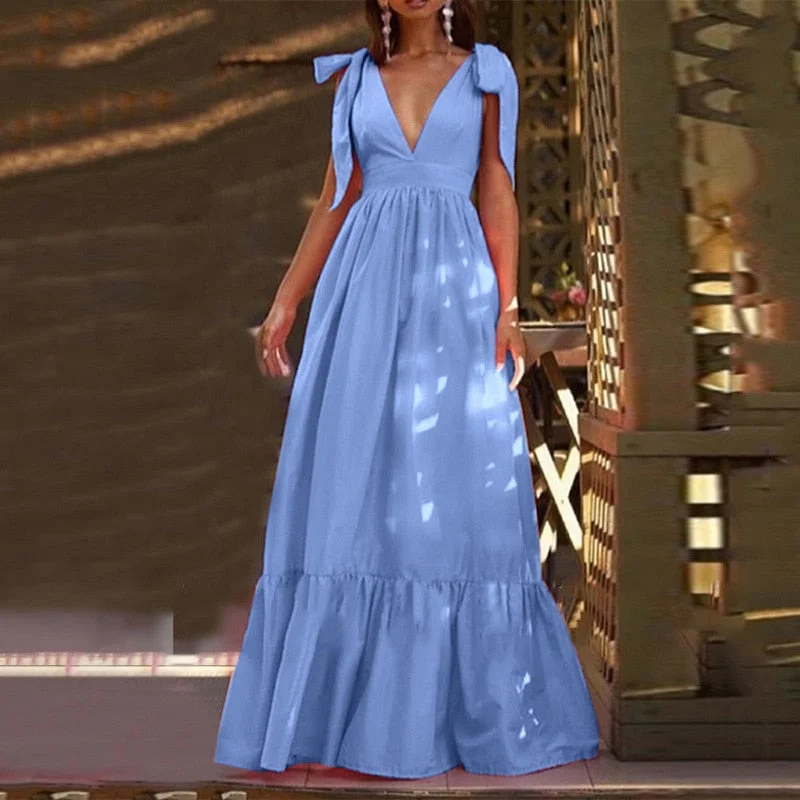 Massive Deals Awakecrm Joskaa Women Elegant Summer Boho Long Dress Lady Sexy Sleeveless Sling Beach Maxi Dress Fashion Backless Draped Big Swing Party Dresses Massive Deals Awakecrm Joskaa Women Elegant Summer Boho Long Dress Lady Sexy Sleeveless Sling Beach Maxi Dress Fashion Backless Draped Big Swing Party Dresses
