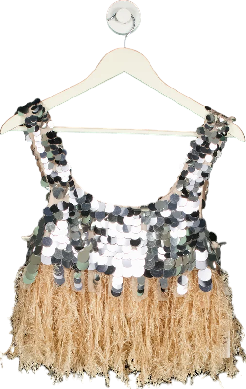 Reduced Prices ASOS Edition Gold Sequin Fringe Top UK 8