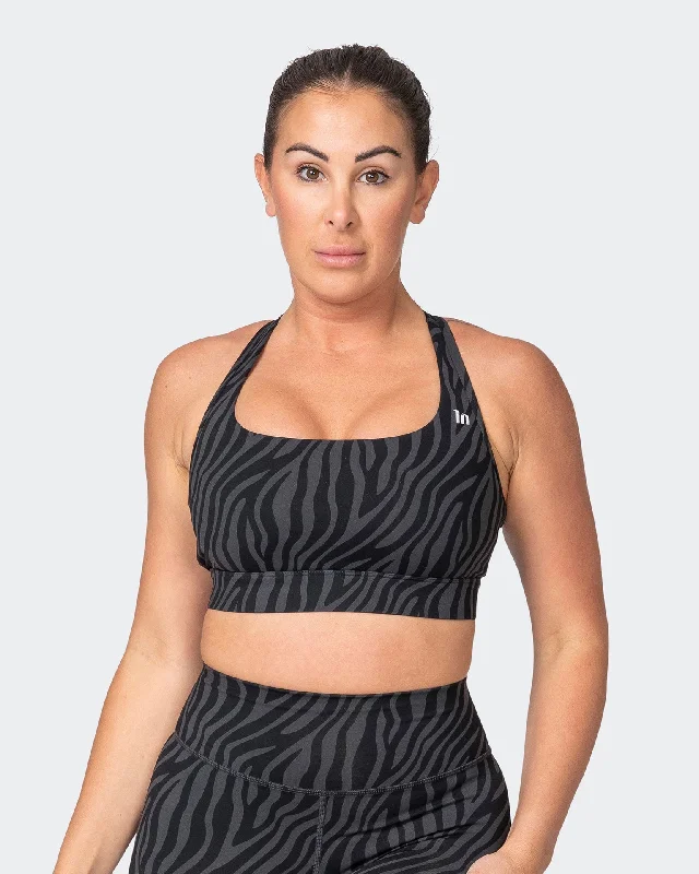 Special Discount Brace Yourself Bra - Monochrome Zebra Print