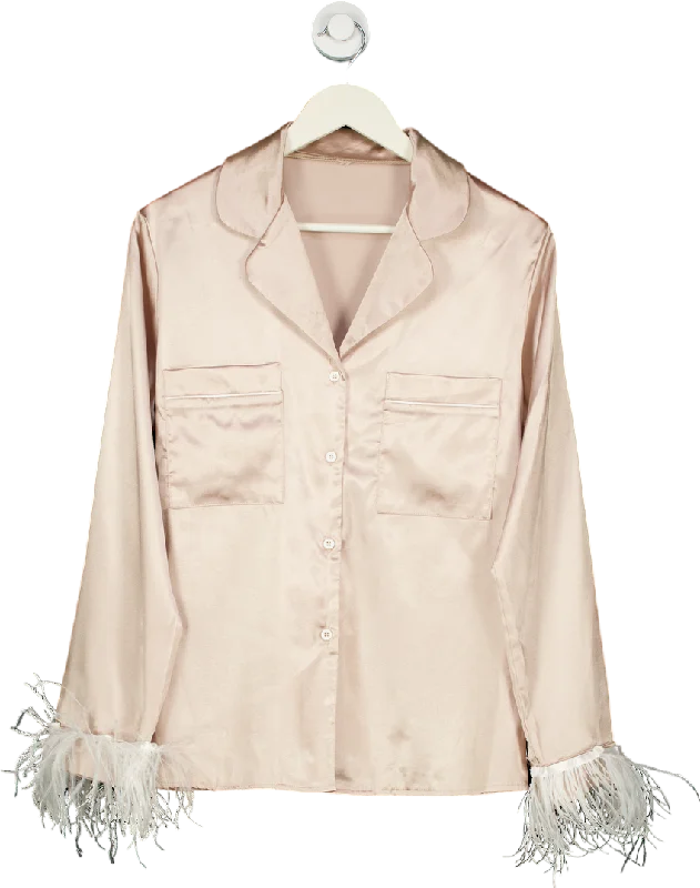 Seasonal Clearance Pink satin feather trim shirt UK S