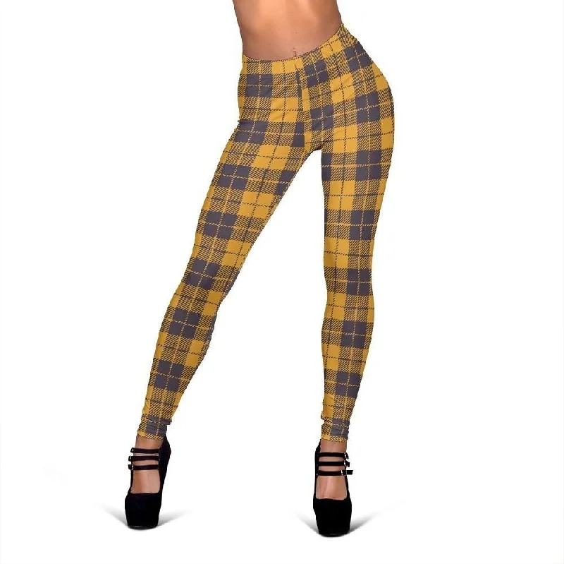 Super Sale Lumberjack Yellow Pattern Print Women Leggings