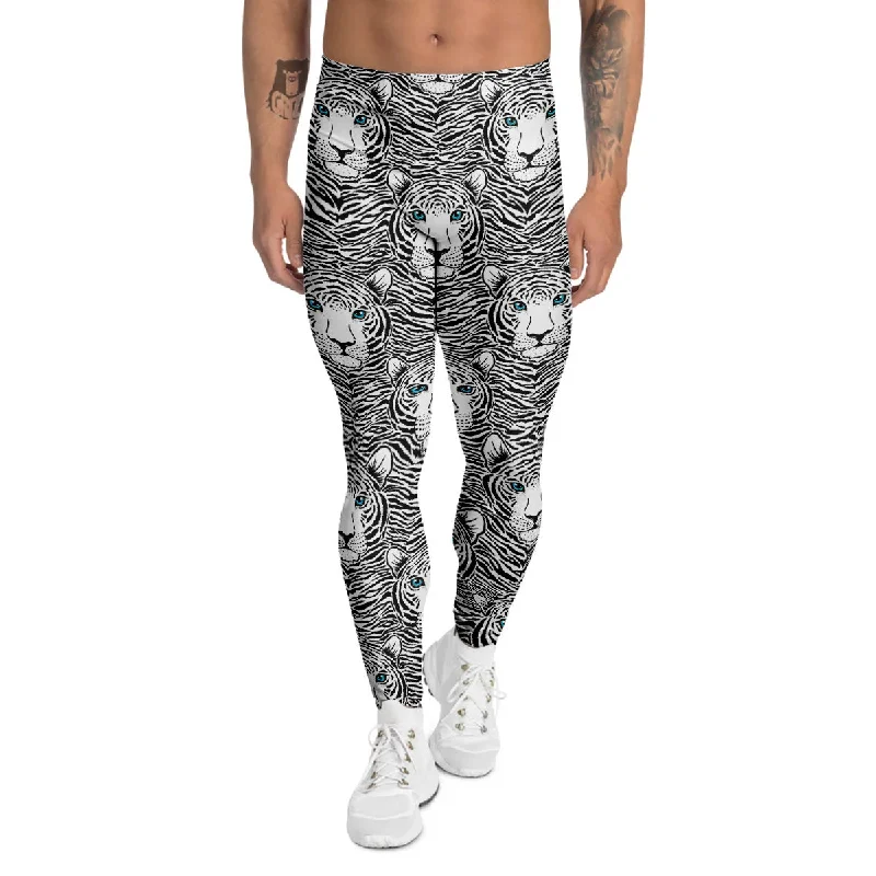 Price Rollback Tiger Head Striped Print Pattern Men's Leggings