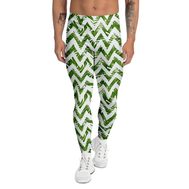 Fantastic Offers Tropical Palm Leaves Tropical Zigzag Print Pattern Men's Leggings