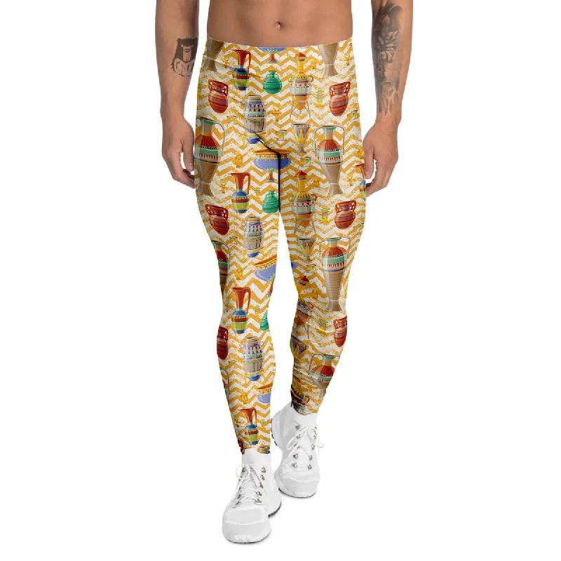 Savings Bonanza Vase And Pottery Ancient Egyptian Print Pattern Men's Leggings