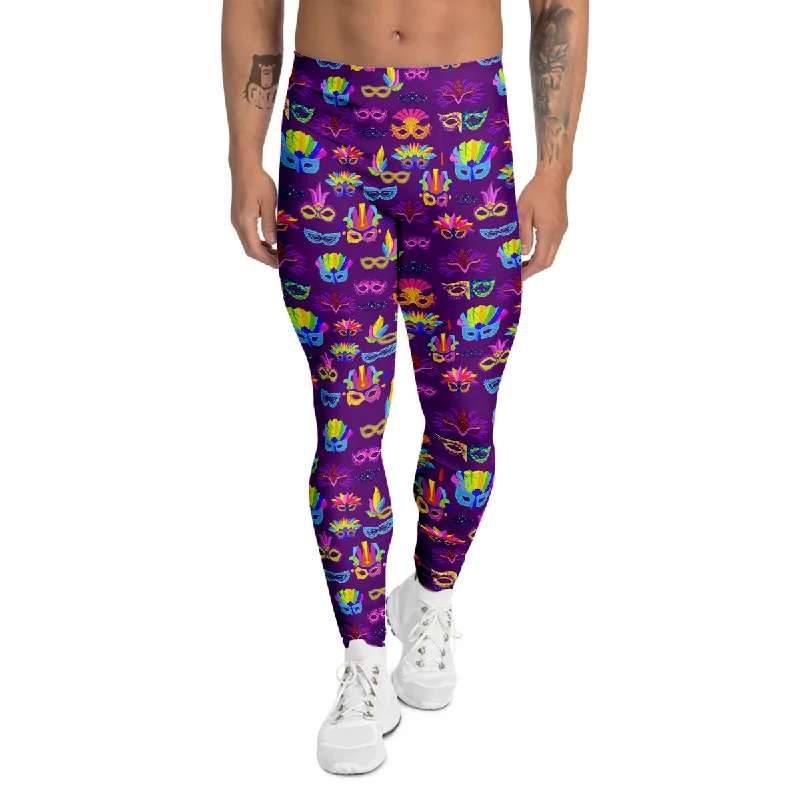 Price Buster Venice Carnival Mask Print Pattern Men's Leggings