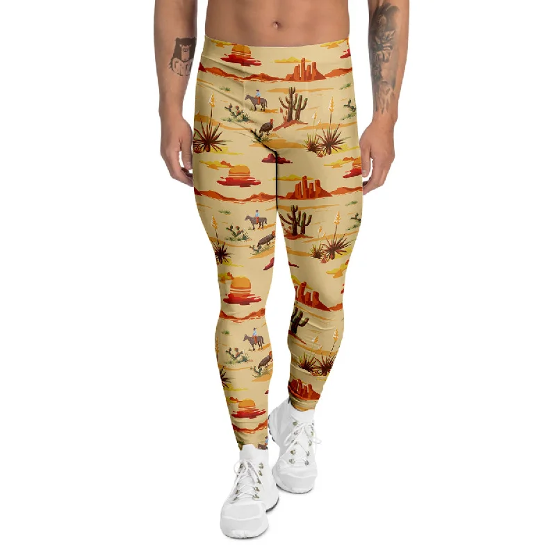 Sneak Peek Sale Vintage Cowboy Print Pattern Men's Leggings