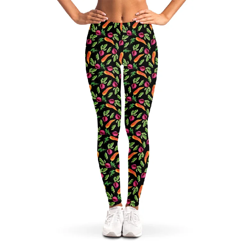 Super Sale Watercolor Carrot And Radish Print Women's Leggings