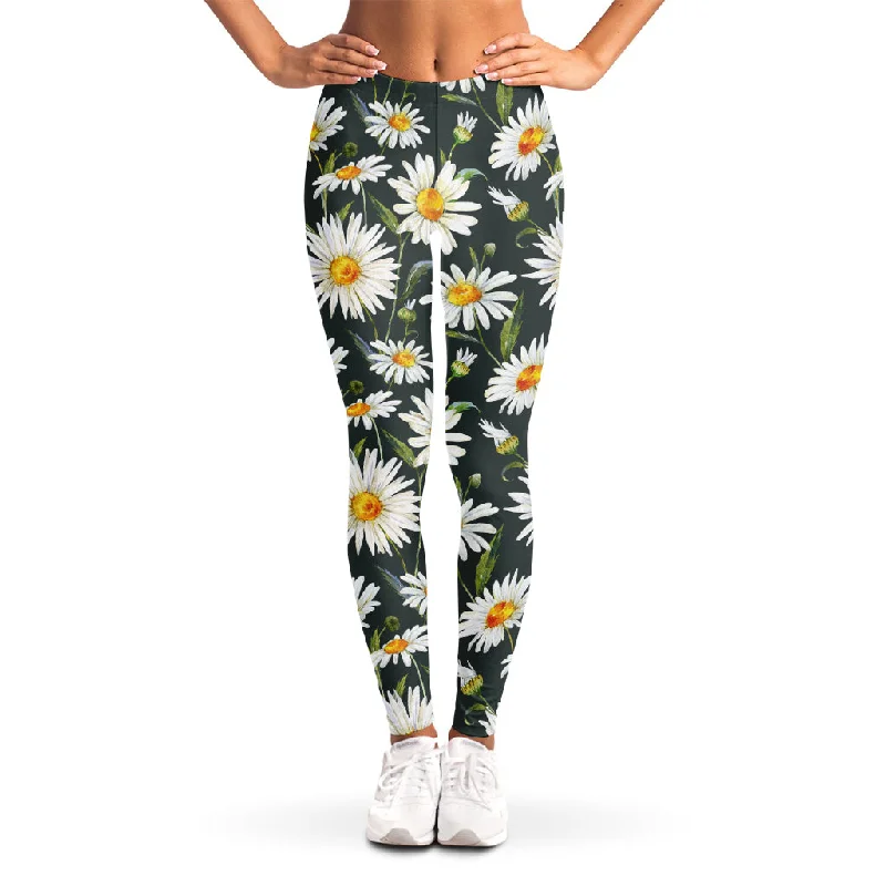 Bargain Prices Watercolor Daisy Flower Pattern Print Women's Leggings
