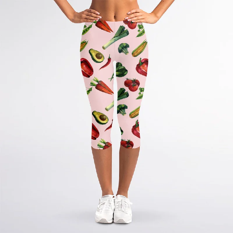 Deal Frenzy Watercolor Vegan Pattern Print Women's Capri Leggings