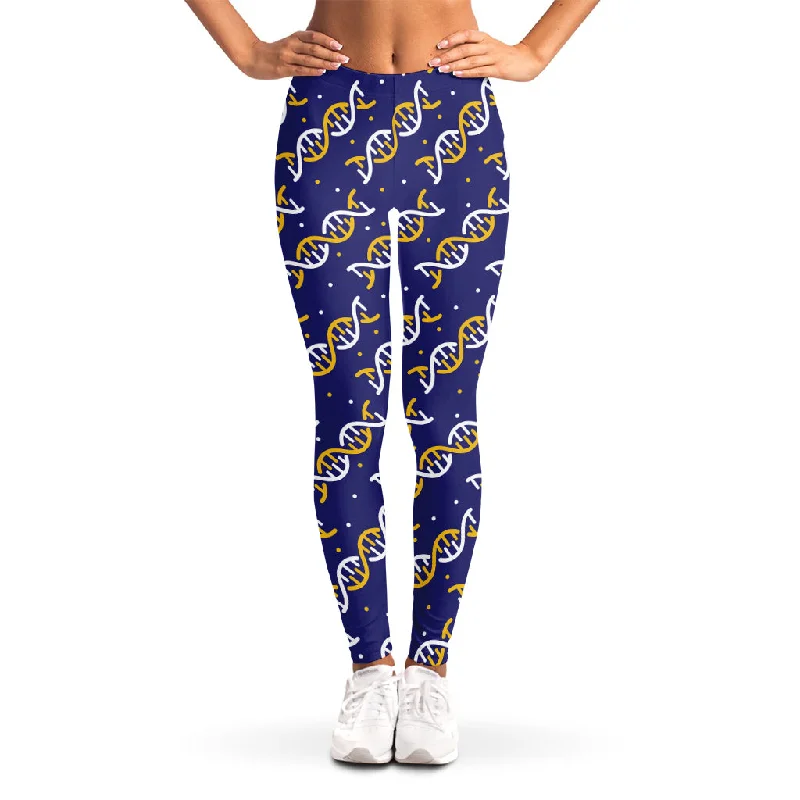 Low Prices White And Yellow DNA Pattern Print Women's Leggings