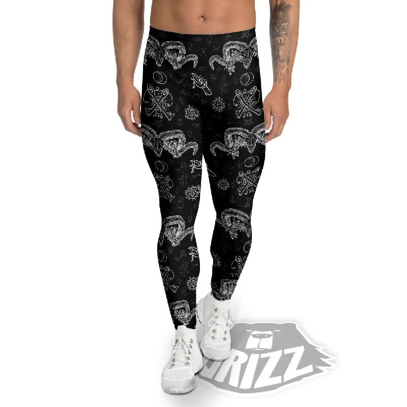 Extra Savings Wicca Gothic White And Black Print Men's Leggings