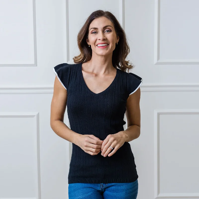 Super Sale Flutter Sleeve Sweater Top