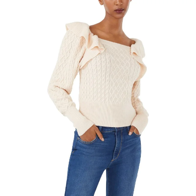 Super Bargain BCBGMAXAZRIA Womens Ribbed Trim  Cable Knit Pullover Sweater