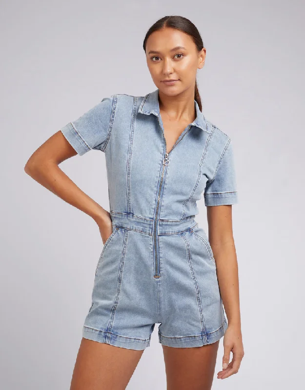 Massive Deals Boston Denim Playsuit Blue