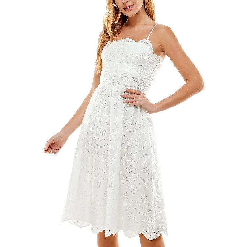 Incredible Offers City Studios Womens Juniors Eyelet Knee-Length Fit & Flare Dress