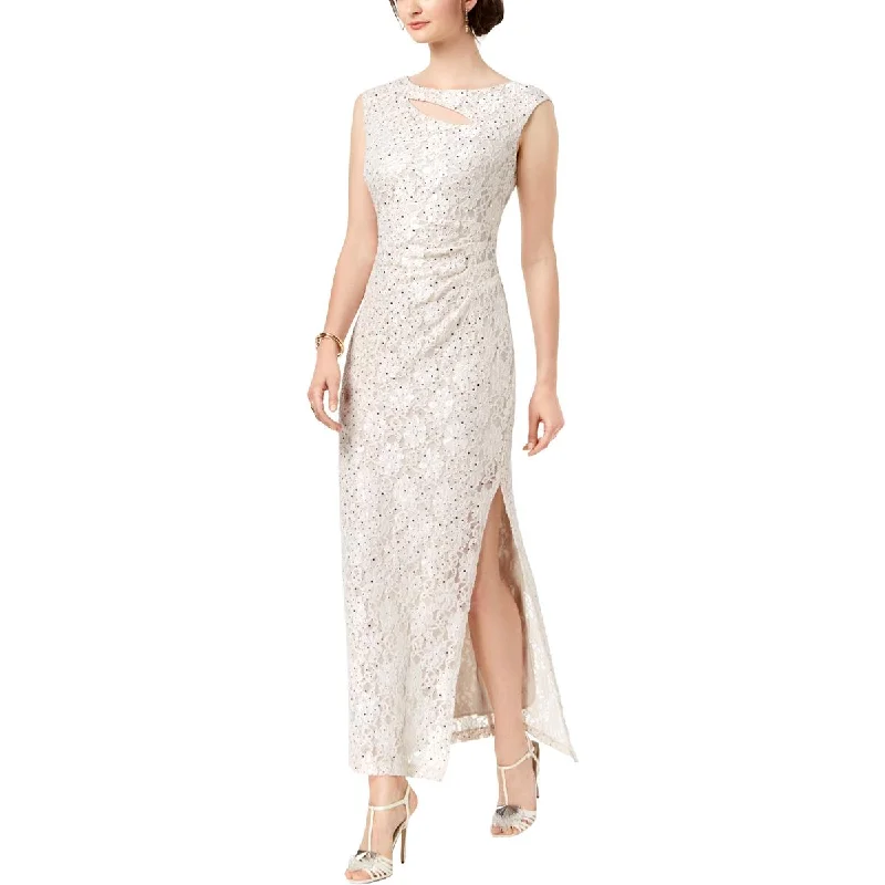 Price Reduction Connected Apparel Womens Lace Cutout Evening Dress