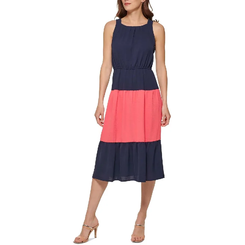 Sale Event DKNY Womens Colorblock Midi Fit & Flare Dress