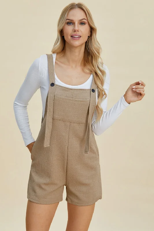 Holiday Sale Double Take Texture Sleeveless Romper Shortall