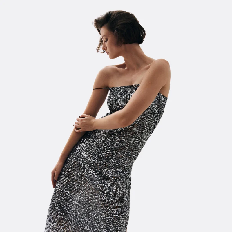 Exclusive Online Offer Elmi Shimmer Silver Midi Dress