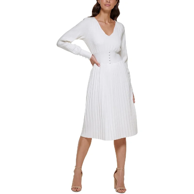 Savings Galore Kensie Womens Soft Pleated Sweaterdress