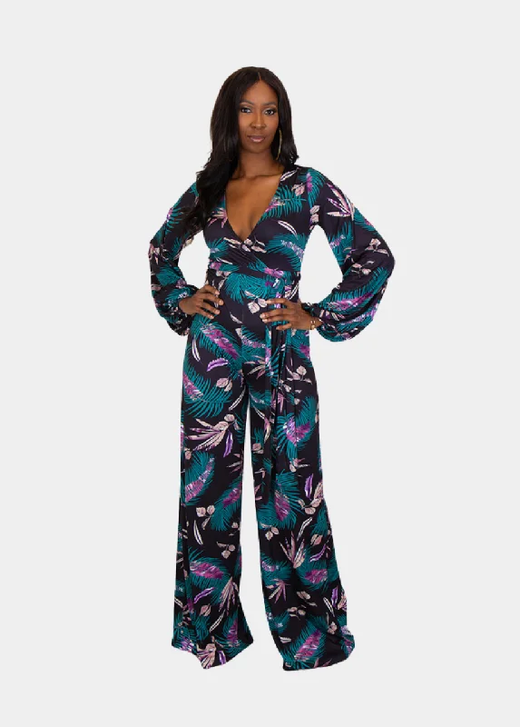 Sale Event Maui Jumpsuit - Black Tropical