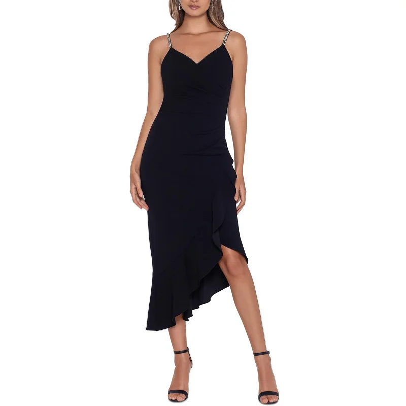 Exclusive Offers Xscape Womens Petites Pleated Asymmetric Sheath Dress